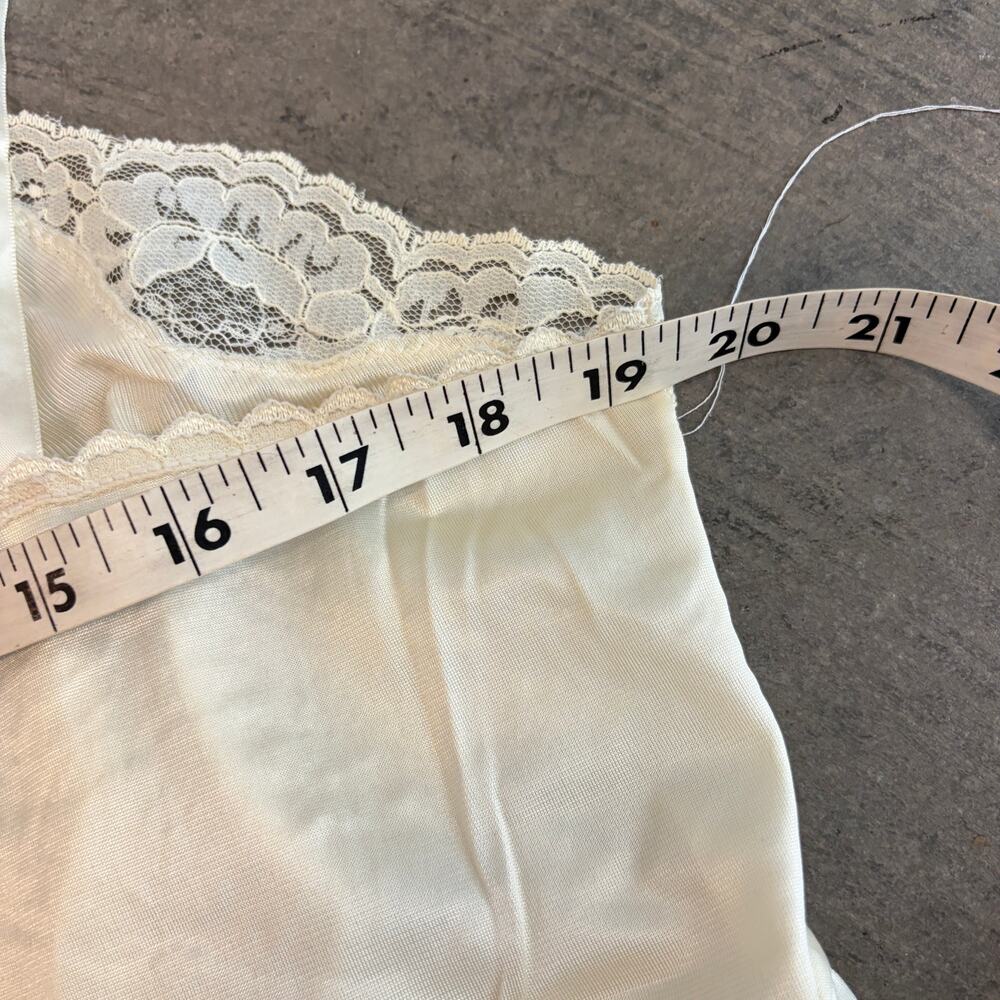 Vintage Y2k White Ivory Lace Midi Cami Lingerie Tank Top Slip Dress Women's 42/L - Picture 4 of 5